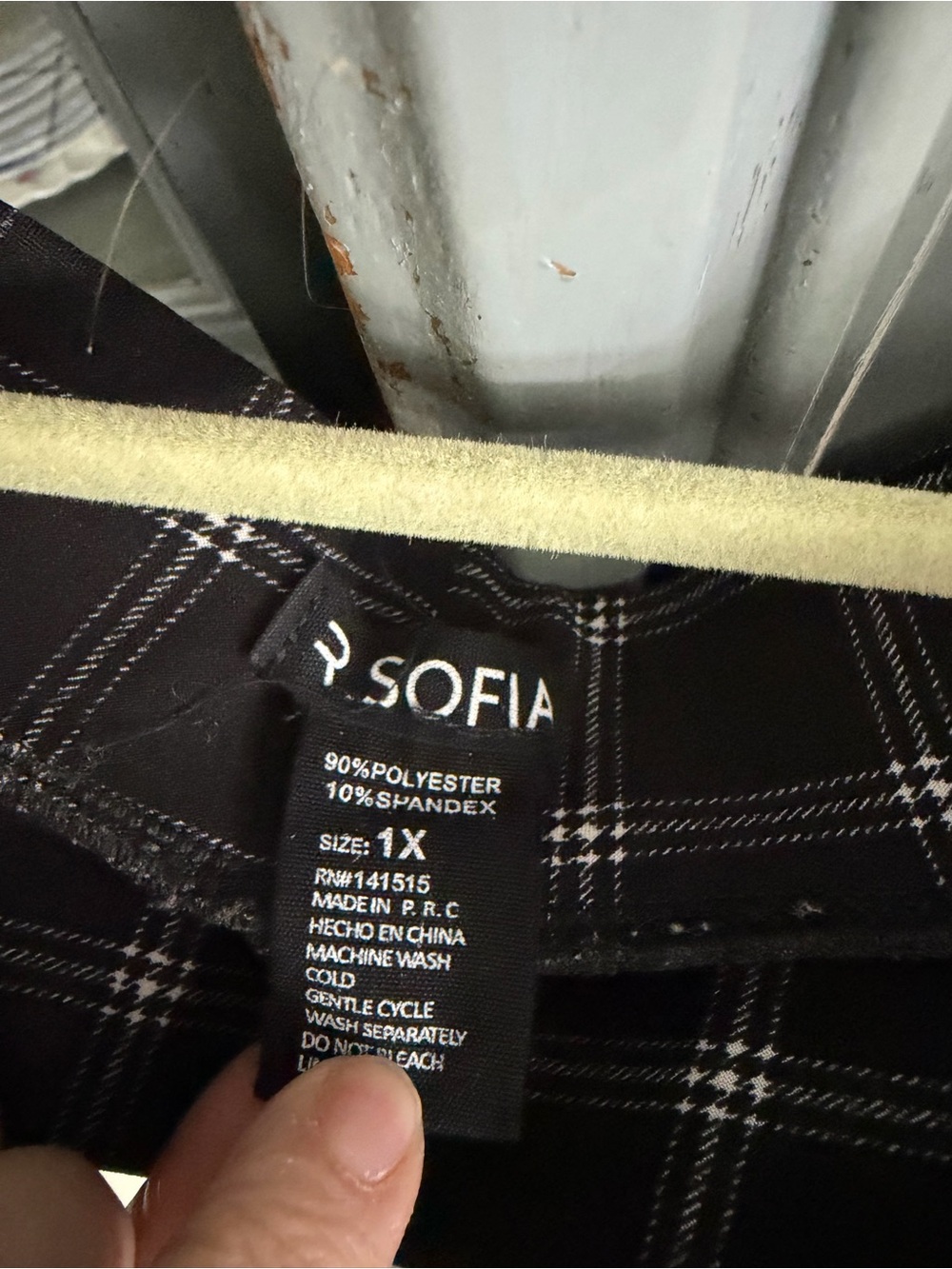 Black Plaid Women's Chinos with Gold Button Detail - Picture 7 of 13